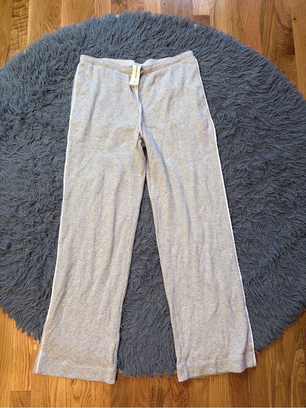Lorna Jane Light Gray Waffle Knit Wide Leg Sweatpants Size S